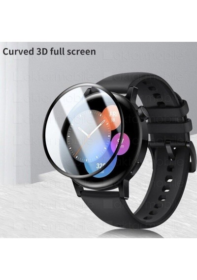 Watch Gt 3 42 Mm Ekran Koruyucu 3d Tam Kapatan Kavisli Ppma Nano Cam Tam Beyaz