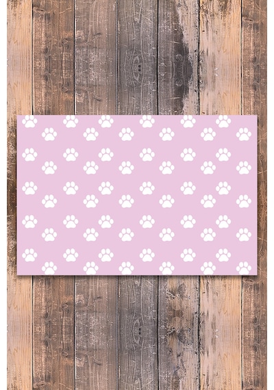 Evaşk Vinil Kaymaz Tabanlı Keçe Baskılı Evcil Hayvan Pet Mama  Paspası 45x75 Renk PEMBE PM3645PEMBE