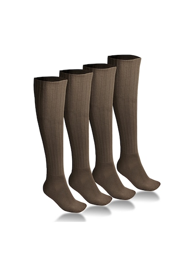 Ciho Socks 4 Çift Uzun Diz Altı Kahverengi Kışlık Kadın Yünlü Çizme Uyku Çorabı Soft Touch Kahverengi