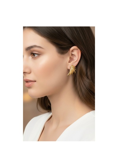 Çelik Melek Kanadı Küpe Gold Sarı Sarı
