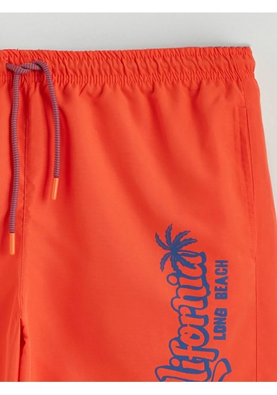 Lc Waikiki Turuncu Kısa Boy Baskılı Erkek Deniz Şortu