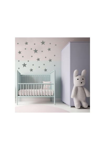 Yıldız Duvar Sticker - 2,5 - 5 - 7,5 - 10cm Karışık Ebatlarda - 155 Adet Gri