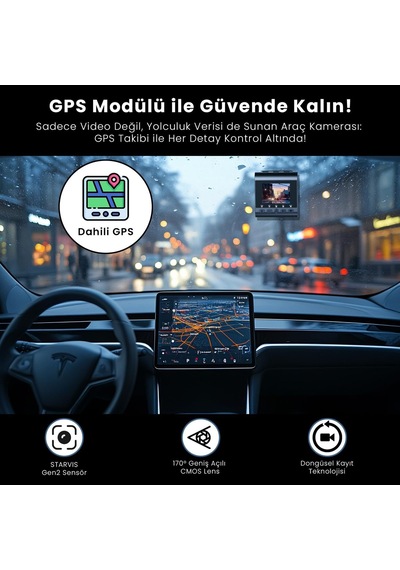 M60 2 Kameralı Ön+arka 4k+fhd Hdr Sony Starvis 2 Sensörlü Wifi Gps'li Araç Kamerası