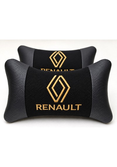Renault Oto Boyun Yastığı 2 Li Siyah Keten Kumaş Ergonomik Baş Destek Yastığı