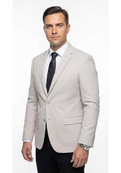 Plus Scorpion Erkek Slim Fit Ceket Likralı Fitilli Kumaş, Çift Düğmeli Tek Yırtmaçlı Modern Tasarım Taş