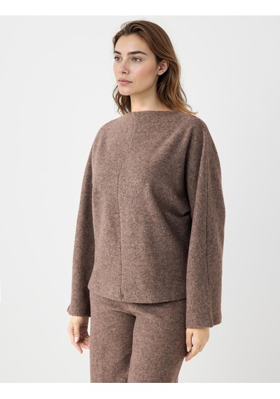 Jimmy Key Kahve Melanj Rahat Kesim Yarasa Kol Yumuşak Dokulu Sweatshirt 5ww236154819