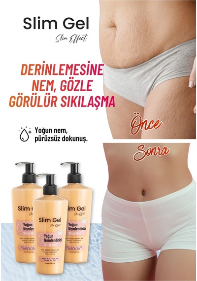 Selülit Ve Çatlak Karşıtı & Yoğun Nemlendirici Slim Jel Kolajen Destekli Bölgesel İncelme Jeli
