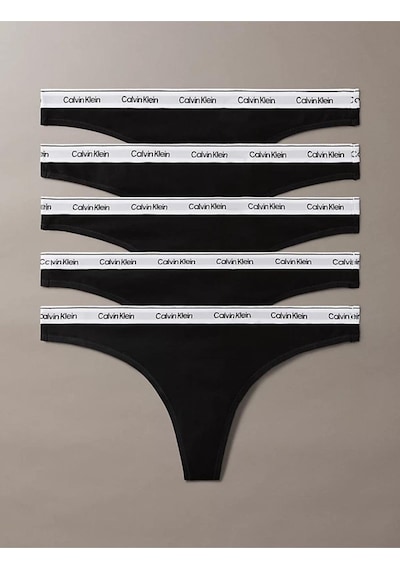Calvin Klein Kadın Logo İmzalı Elastik Bel Bantlı Pamuklu Beşli Paket Siyah Bikini Altı Lv00qd5221-ub1-13422 Siyah