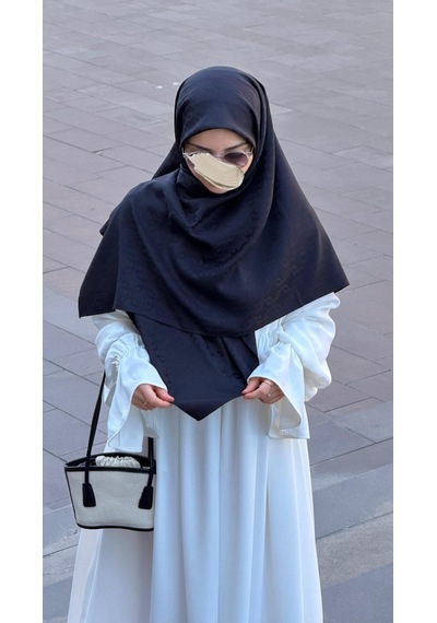 Qalortex Scarf Premium Jakarlı Mira B.boy Eşarp - Siyah