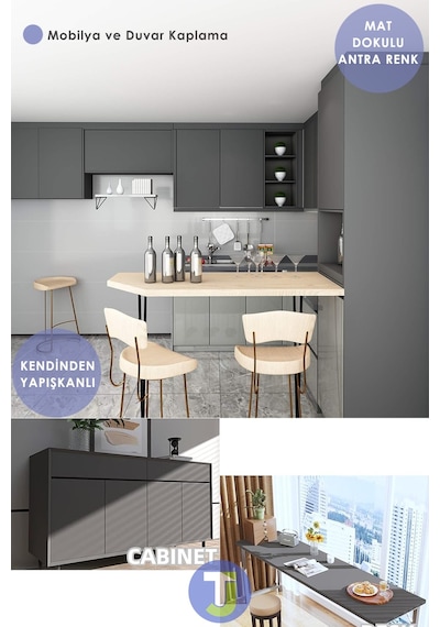 Technojet Kendinden Yapışkanlı Mat Renkli Mutfak Banyo Tezgah Duvar Dolap Ve Masa Kaplama 60cmx300cm 001