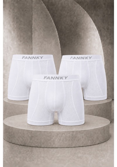 Womanandkids Night Beyaz Erkek Casual Comfort Günlük 3 Lü Boxer