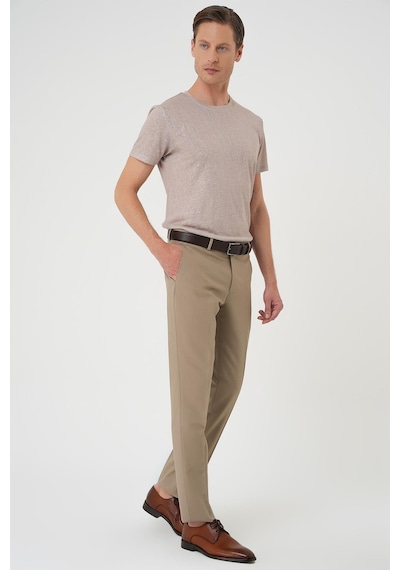 Efor Slim Fit Pilesiz Yün Klasik Koyu Bej Kumaş Pantolon P 1191 K.Bej