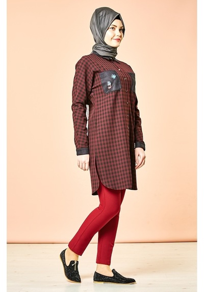 Soralline Sorallline Kadın Büyük Beden Pantalon 1690 Kırmızı Bordo