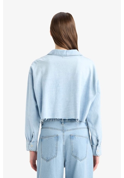 DeFacto Cropped Fit Kesik Uçlu Yumuşak Jean Gömlek D8756AX25SPNM85