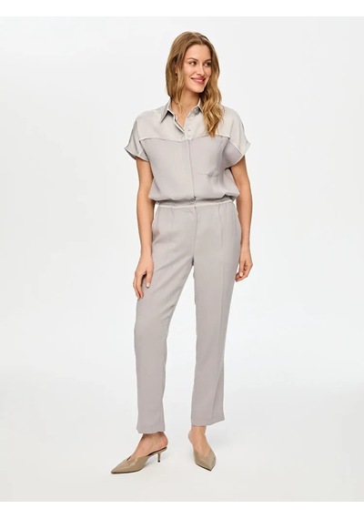 Faik Sönmez Beli Lastikli Comfort Fit Kadın Krep Pantolon S26pnt022 Vizon