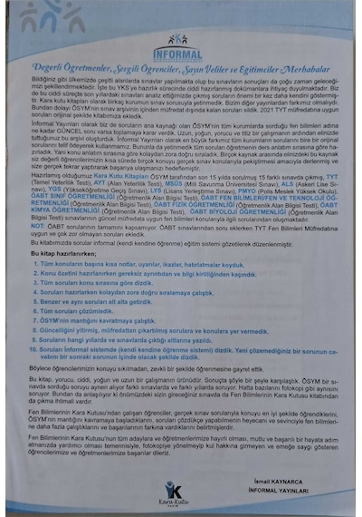 YKS - TYT FKBNİN (Fizik Kimya Biyoloji) Kara Kutusu TEK KİTAP Konu Ö.Dijital Çözümlü Soru Bankası