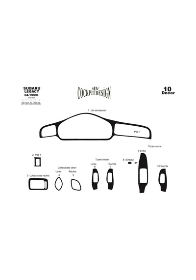 Meriç® Subaru Legacy Ön Torpido Kaplama 10 Parça 1999-2004 (530157399)