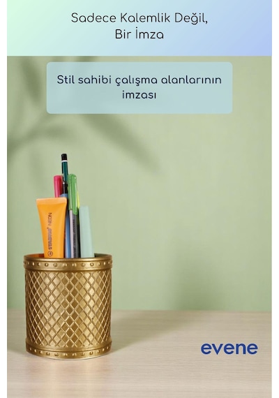 Kalemlik Masa Kalemliği Organizer Kalemlik Altın Renk Model 90 Çok Renkli