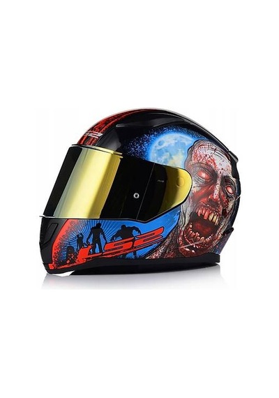 Ls2 Rapıd 2 Zombıe Fullface Motosiklet Kaskı Gold Camlı Kırmızı - Mavi