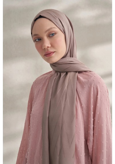 Armanda Krep Jakar Prizma Desen Şal - 70 X 190 Vizon