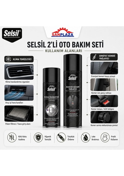 Selsil Araç İç Bakım Seti Klima Temizleyici Ve Emniyet Kemeri Yağlayıcı