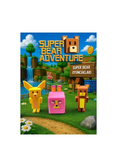 Super Bear Adventure Tilki, Ayı Ve Tavşan Figür Seti - Tüm Eklemleri Hareketli 3'lü Oyuncak - 8 Cm