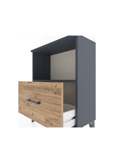 Arges Komodin Tek Raflı Tek Çekmeceli 60x30x80 Antrasit-çam Antrasit