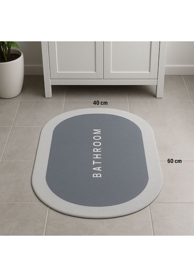 River World 60 Cm X 40 Cm Ebatlarında Oval Kaymaz Tabanlı Su Emici Özellikli Paspas Gri