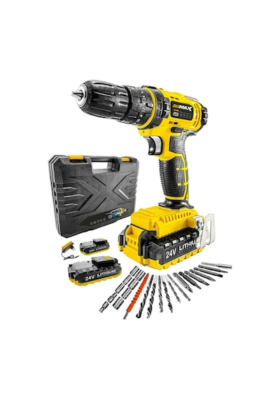 Stilmax STM1069 24V 5 Ah Li-ion Çift Akülü Darbeli Matkap Vidalama + 24 Parça Set