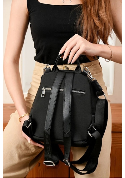 Just Polo Kadın Günlük Kullanıma Uygun Ayarlanabilir Askılı Lüks Sırt Çantası Shopper Siyah