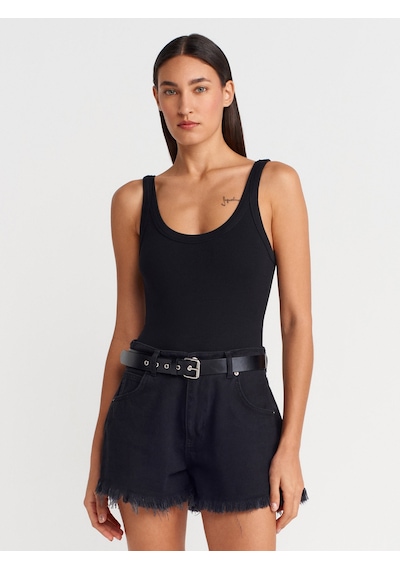 Dilvin 21053 Askılı Bodysuit-siyah Siyah