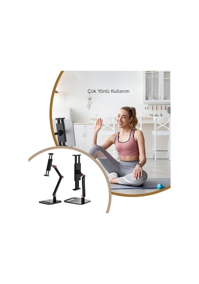 Triline Monitör Tablet İpad Telefon Tutucu 12-16 İnç Universal Metal 360 Derece Döner Stand