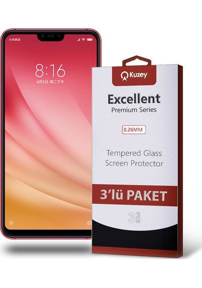 Xiaomi Mi 8 Lite ile Uyumlu Kırılmaz Cam Ekran Koruyucu Ekonomik 3'lü Paket