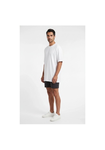 Lixa Basic Beyaz Erkek Oversize T-shirt 141076 Siyah