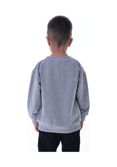Erkek Çocuk Gri Sweatshirt %100 Pamuk 12 Ay 5 Yaş Rahat Kalıp Basic Günlük Üst Gri