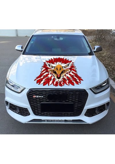Türk Kartalı Sticker, Kartal Başı, Kırmızı Beyaz Kartal Sticker, Beşiktaş Sticker 00944 40x40 Cm