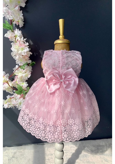 Mnk Baby & Kids Dantelli Kız Bebek Elbise Pnpn152 Pembe