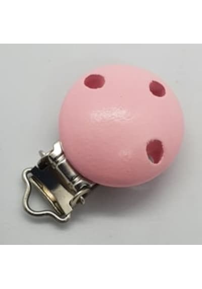 Abarta Ahşap Emzik Askısı Klipsi Uzunluk 5 CM Çap 3.5 CM 1 Adet Açık Pembe