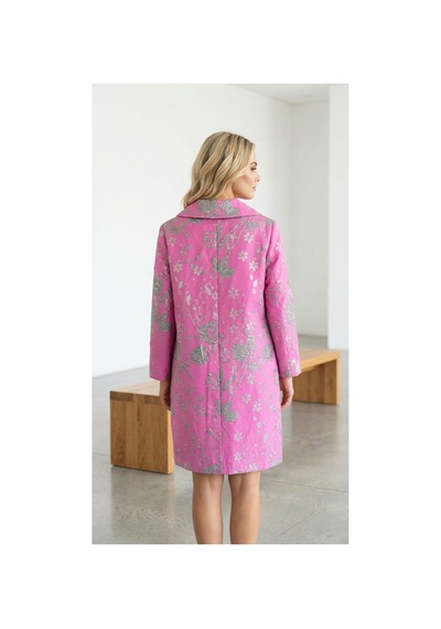 Lila Mare Tekstil İthal Kumaş Özel Tasarım Brokar Ceket Pembe Pembe