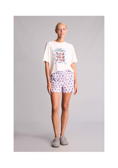 Defacto Regular Fıt Kısa Kollu 2li Açık Mavi Şortlu Pijama Takımı H6378ax26hsbe250 Mavi-be250