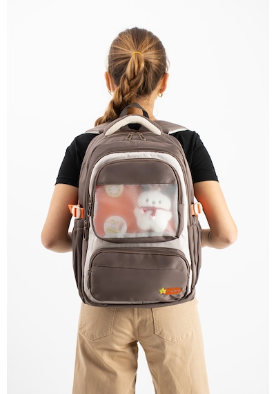 Ventis Qualty Okul Çantası Su Geçirmez Klinkır Kumaş Unisex Sırt Çantası Model 1g Vizon Beyaz