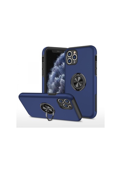 Apple Uyumlu iPhone 11 Pro Max Uyumlu Kılıf Elit Yüzüklü Kapak - Lacivert