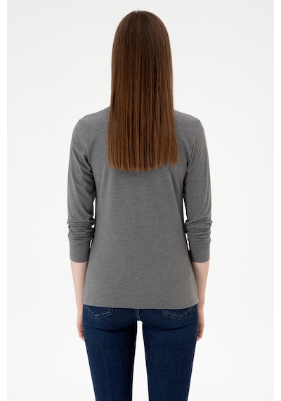 U.S. Polo Assn. Kadın Antrasit Melanj Basic Polo Yaka Sweatshırt 50313593-VR081