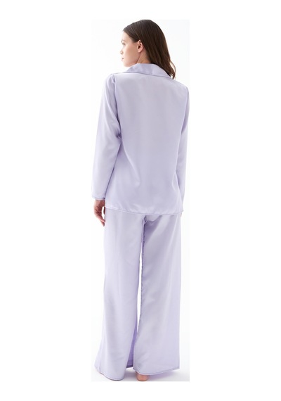 Akbeniz Kadın Lila Oversize Saten Pijama Takımı