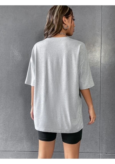 Flood Of Style Kadın Gri Brooklyn Bisiklet Yaka Tshirt