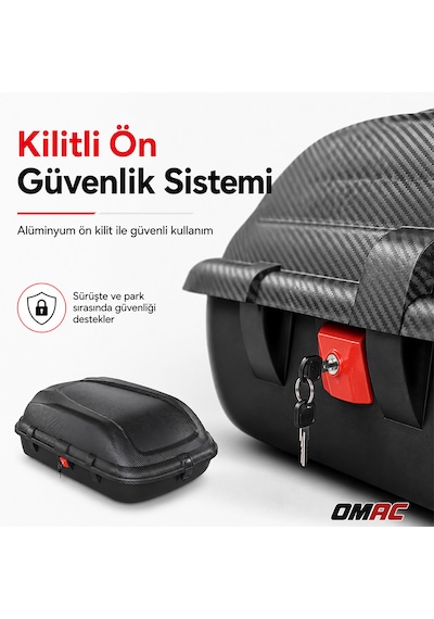Omac Araç Üstü Port Bagaj 270 lt Kilitli Tavan Bagajı Karbon Fiber Dokulu Tabut Bagaj