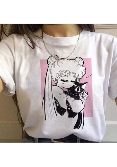 Sailor Moon Kawaii Beyaz Tişört Beyaz