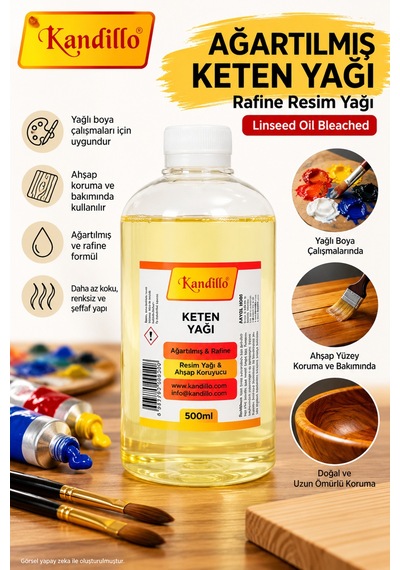 500 Ml Ağartılmış Keten Yağı Rafine Resim Yağı Linseed Oil Bleached Yağlı Boya Yardımcısı Diğer