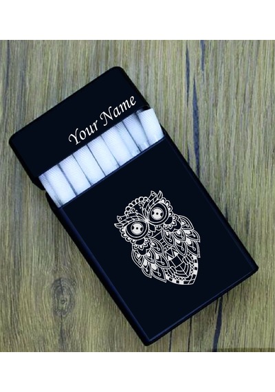 Baykuş Temalı Kişiye Özel Metal Sigara Tabakası Paketi Taşıma