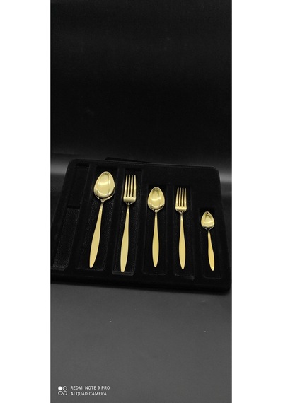 Carmen 60 Prç (Yemek Bıçaksız) Titanyum Gold Çatal  Kaşık Seti